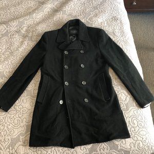 Banana Republic Double Breasted Peacoat Black Jacket WOOL AND CASHMERE